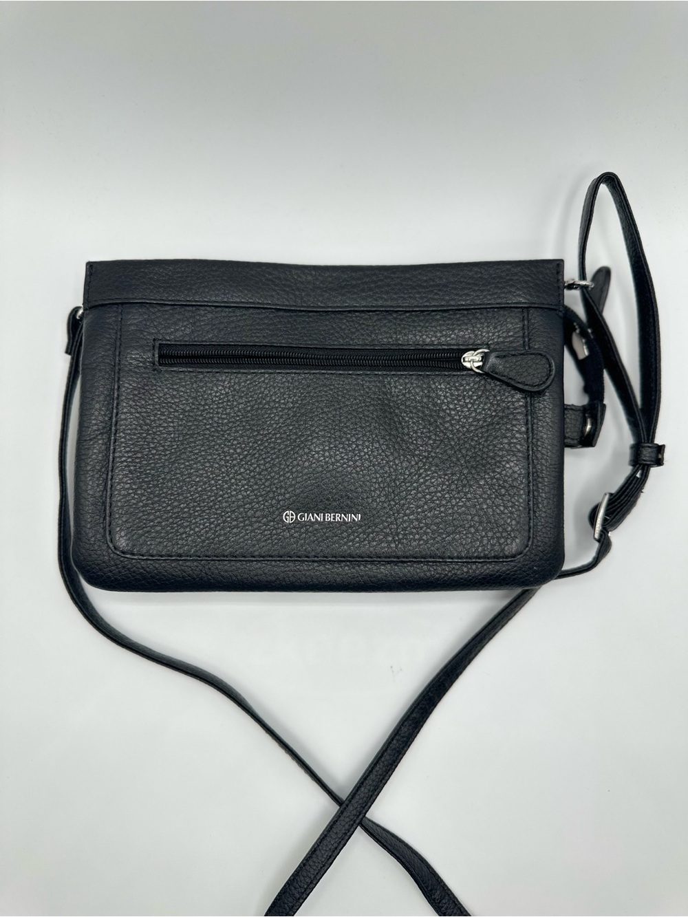GIANI BERNINI Softy Genuine Leather Mini Crossbody Small Black Purse 8” X 6”